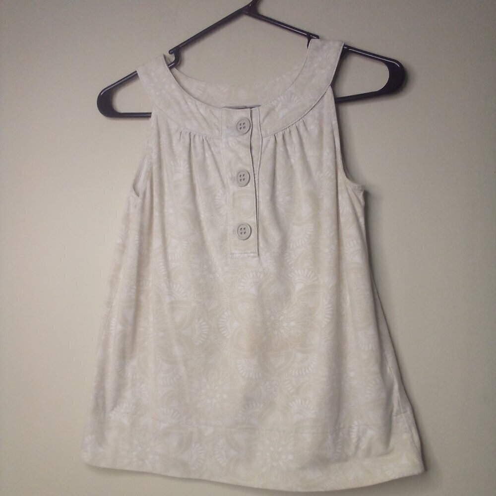 Liz Claiborne Blouse Shirt Women S Sleeveless Soft Stretch Pattern Cream